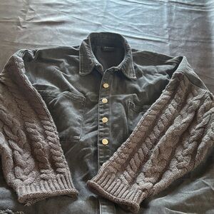 Miou Muse Black Jacket with Cable Knit Sleeves